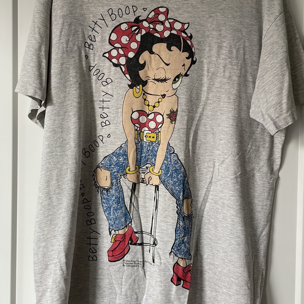 Vintage 1994 Betty Boop T-Shirt, Size XL, Grey Collegeware USA Collectible Tee - Picture 5 of 6